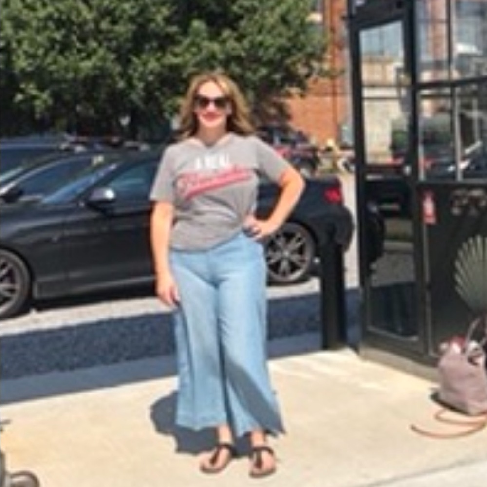 J. Crew Gray Firecracker T-Shirt with Red Print M